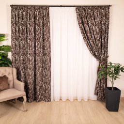 Set 2 draperii Hiko Chenille maro, dark, cu rejansa (Copy 1)