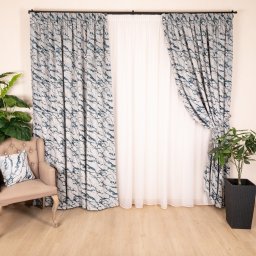 Set 2 draperii Hiko Chenille albastru, cu rejansa (Copy 1)