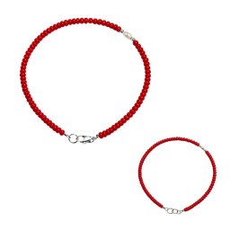 Bratara Coral rosu cu perla disc 2x3 mm diametru 56 mm cu accesorii argint 925 accesoriu elegant feminin 1 bucata