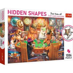 Trefl Hidden Shapes: Puzzle cu câini care joacă poker și forme ascunse - 1086 de piese