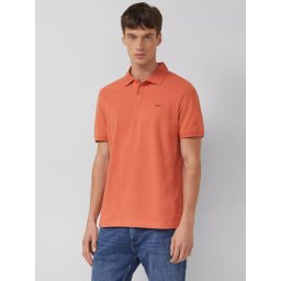 s.Oliver Tricou polo barbati, cu logo, Regular fit, Portocaliu (SELECTATI MARIMEA: L)