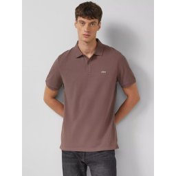 s.Oliver Tricou polo barbati, cu logo, Regular fit, Maro inchis (SELECTATI MARIMEA: L)