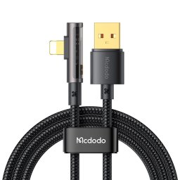 Cablu, USB-A la Lightning, Design 90°, 3A, Transparent, 1.2m - Mcdodo (CA-3510) - Black