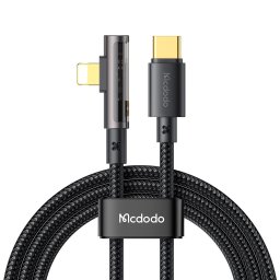 Cablu, USB-C la Lightning, Design 90°, 36W, Transparent, 1.2m - Mcdodo (CA-3390) - Black
