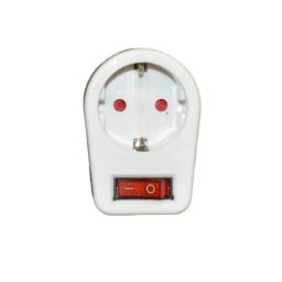 Priza adaptor cu intrerupator simpla 16A, alb,contacte din cupru