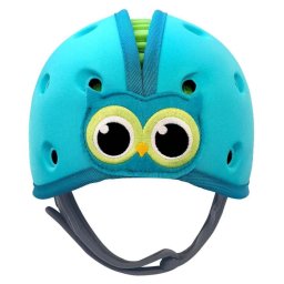 Casca protectie bebelusi cu spuma flexibila, ultrausoara, reglabila, 7-24 luni, albastra, SafeHead Baby Owl