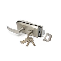 Set broasca si maner pentru usa din sticla 10-12 mm, asimetrica, finisaj inox
