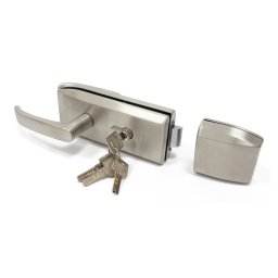 Set broasca si maner pentru usa din sticla 10-12 mm, simetrica, finisaj inox