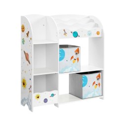 Bibliotecă pentru copii ANET albă cu cutii textile