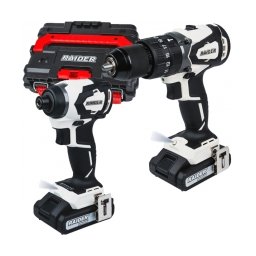 Raider - RDI-CDB04W + HID01W - Masina de gaurit cu percutie, 80 Nm + Masina de gaurit cu impact, 220 Nm, 2 acumulatori si incarcator, Li-Ion, 20 V, 2 Ah, valiza plastic