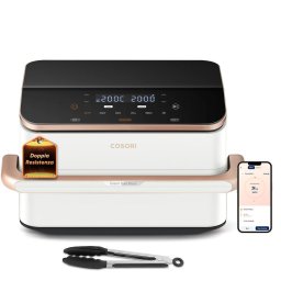 Friteuza cu aer cald dubla Dual Blaze TwinFry CAF-TF101S, 10 L, 6 programe, 35-240°C, Timer, ThermoIQ, Alb