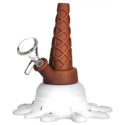 Urban Crew Bong silicon ICE CREAM cu apa GLOW IN THE DARK alb 13cm