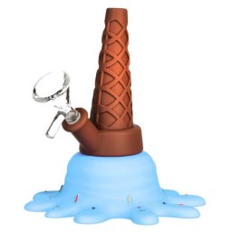Urban Crew Bong silicon ICE CREAM cu apa GLOW IN THE DARK blue 13cm