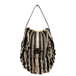 KARL LAGERFELD Geantă K/Autograph Patch Shb Fringe B2W30044 998 black/white