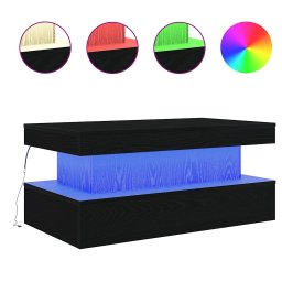 Masuta de Cafea pentru Living cu Lumini LED, 90x50x40 cm, PAL Stejar Negru