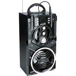 Boxa Karaoke Portabila Media-Tech Partybox BT, Radio FM, MP3 Player, 18W RMS, cu Subwoofer, Incinta Lemn, USB + SD, Telecomanda, Antena, Negru