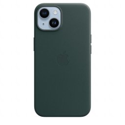 Husa de protectie Apple Leather Case with MagSafe pentru iPhone 14, Forest Green