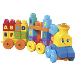 Set de constructie, Mega Bloks, ABC Tren muzical, 50 piese