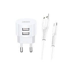 Incarcator Usams T20 2XUSB 2,1A USB-C Kable Round