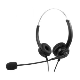 Casti stereo MediaRange, cu fir, Microfon, Panou de control, Negru