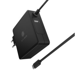 ALIMENTATOR retea 220V Icy Box, universal, 1 x USB-A QC 5V@2.4A, 1 x USB-C PD 90W 20V@4.5A, cablu USB-C 1.8m, negru