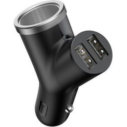 Incarcator Auto Baseus Y-Type CCALL-YX01 cu Extensie Bricheta 2xUsb 3.4A, Black
