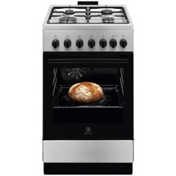 Aragaz Electrolux, Mixt, 4 arzatoare , Siguranta plita, Aprindere integrata, Cuptor electric, SteamBake, AirFry, Timer, Grill electric, Clasa A, 50 cm, Inox