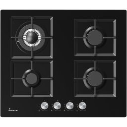 Plita incorporabila Fram FBH-M4IWF-GBK, Gaz, 4 arzatoare, Gratar fonta, Wok, Aprindere electrica, Dispozitiv de siguranta, 60 cm, Sticla neagra