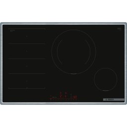 Plita cu inductie vitroceramica incorporabila Bosch PXE845HC1E Series 6, 80 cm, 4 zone gatit, Negru-Otel inoxidabil