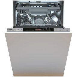 Masina de spalat vase incorporabila Candy Brava CDIH 2T1145, clasa E, 11 seturi, 8 programe, 3 cosuri, control touch Red Display, Rapid Cycle 30 min, 45 cm (slim)