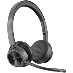 Casti PC wireless Poly Voyager 4320-M, dongle bluetooth BT700/cablu USB-A la USB-C, autonomie max. 24 h, raza de acoperire max. 50 m, certificate Microsoft Teams, cu husa de transport, Negru