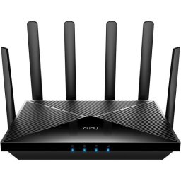 Router wireless CUDY Gigabit P5, AX3000, 5G, Dual-Band, WiFi 6, 2.4 GHz - 574 Mbps, 5 GHz - 2402 Mbps, Negru