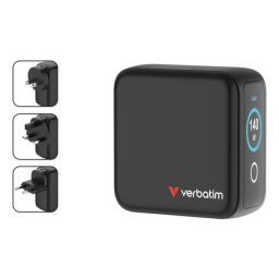 Incarcator Verbatim 30240 Mini GaN cu afisaj, 140W, 3 porturi USB-C, 1 port USB-A, Negru