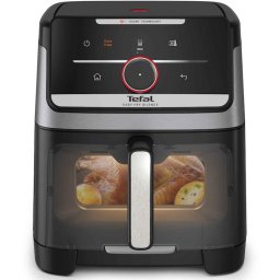 Friteuza cu aer cald Tefal Easy Fry Silence EY876DE1 air fryer, 1800W, capacitate 7L, 12 programe presetate, temperatura 40-220°C, Smart Assist, oprire automata, Argintiu - Negru