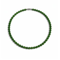 Colier din Jad Nefrit Rotund cu închidere din alama argintata - 7-7,5 x 7-7,5 mm - pentru accent discret - 1 Buc