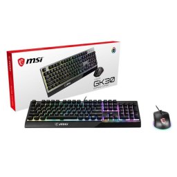 Tastatura MSI VIGOR GK30 COMBO RGB MEMchanical Gaming Keyboard + Clutch GM11 Gaming Mouse ' IT Layout, 6-Zone RGB Lighting Keyboard, Dual-Zone RGB Lighting Mouse, 5000 DPI Optical Sensor, RGB Mystic Light'