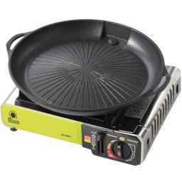 Husa Grill grate and grill pan for a gas camping stove and grill
