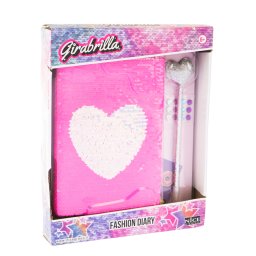 Jurnal Fashion Girabrilla , set jurnal cu paiete reversibile si pix
