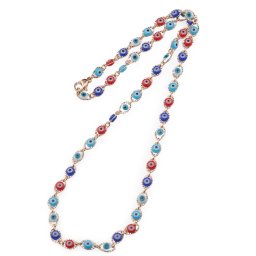 Lant din cupru placat cu aur 18k model ochiul protector multicolor