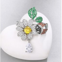 Brosa eleganta Floare si Buburuza Cadou Esarfa Matase Mini Gentuta