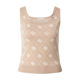 GUESS Top brodat 'SARAH' maro cappuccino / alb