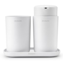 Set accesorii baie Brabantia ReNew 1003492, 3 piese, 250 ml, Rezistent la coroziune, Alb