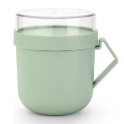 Ceasca pentru supa cu capac Brabantia Make&Take 1006294, 600+180 ml, Capac cu infiletare, Fara BPA, Verde