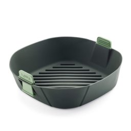 Cos pentru friteuza cu aer cald Lekue 1009495, 25x25 cm, -20°C / +220°C, Silicon, Fara BPA, Gri