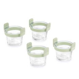 Set 4 cupe de copt pentru friteuze cu aer cald Lekue 1010157, 10,5 x 9,5 cm, -20°C/ +220°C, Sticla/silicon, Verde