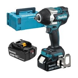 Makita - DTW701RTJ - Masina de insurubat cu impact cu 2 acumulatori si incarcator, Li-Ion, 18 V, 5 Ah, patrat 1/2 inch, 330 Nm, M10-M24, valiza speciala