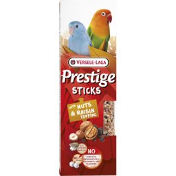 Baton de seminte cu nuci si stafide pentru papagali si perusi, Prestige Stiks, 2x30g