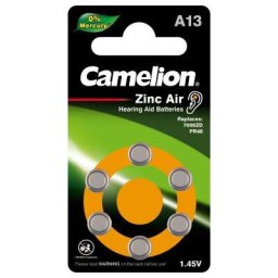 Camelion Zinc Air Celles 1.4V A13/ZL13, 6-pack, "no mercury