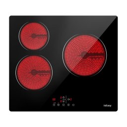 Plita Plita cu Vitroceramica Incorporabila 3 Zone de Gatit 60 cm Negru Touch Control, Booster, Timer Electronic, Protectie Copii