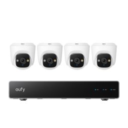 Camera de supraveghere Kit supraveghere video eufy Security NVR PoE E41, Rezolutie 4K, 5× Zoom, AI, Night Vision Color, 4 camere turret